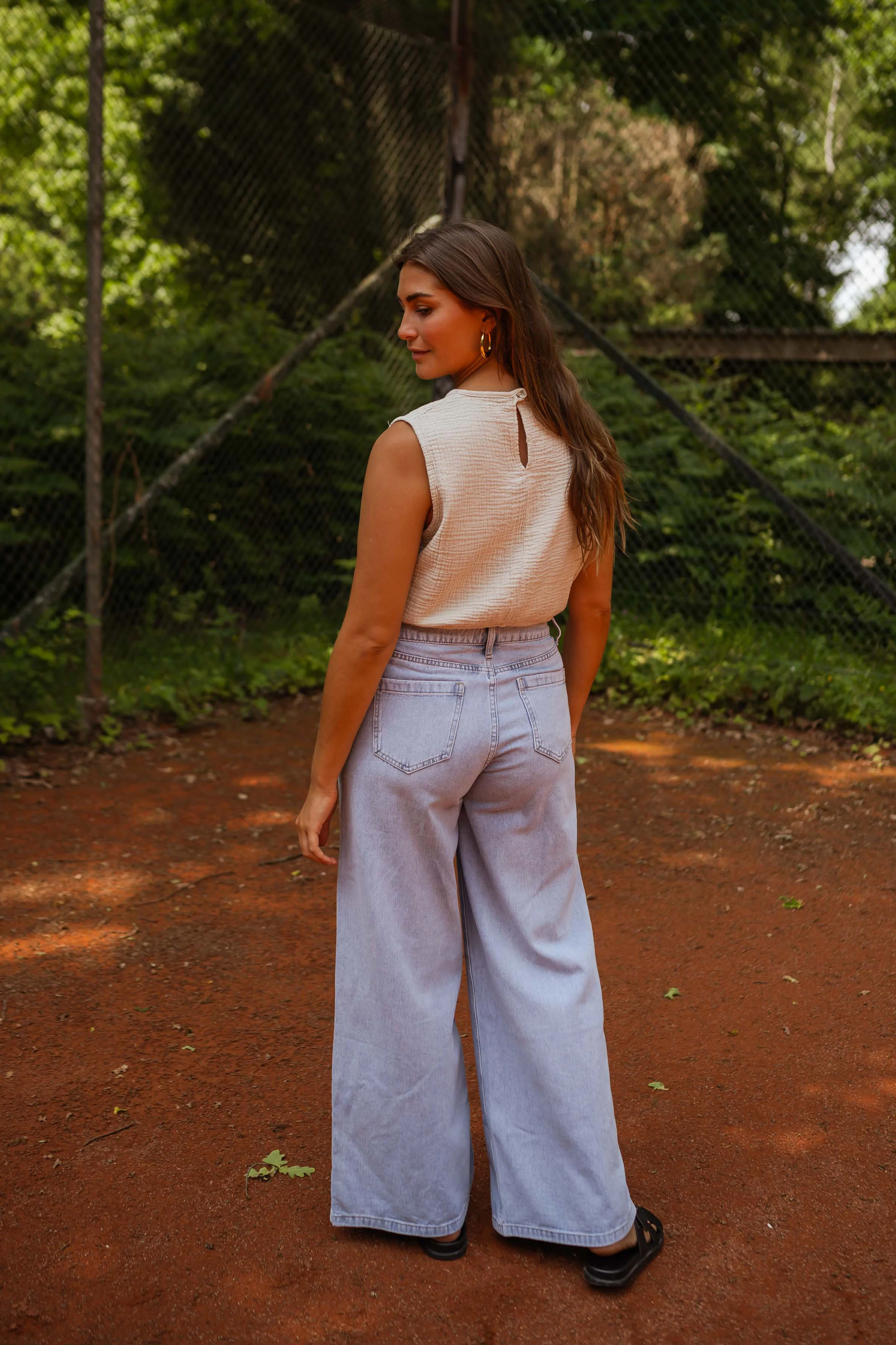 Salma top - beige cotton gaze