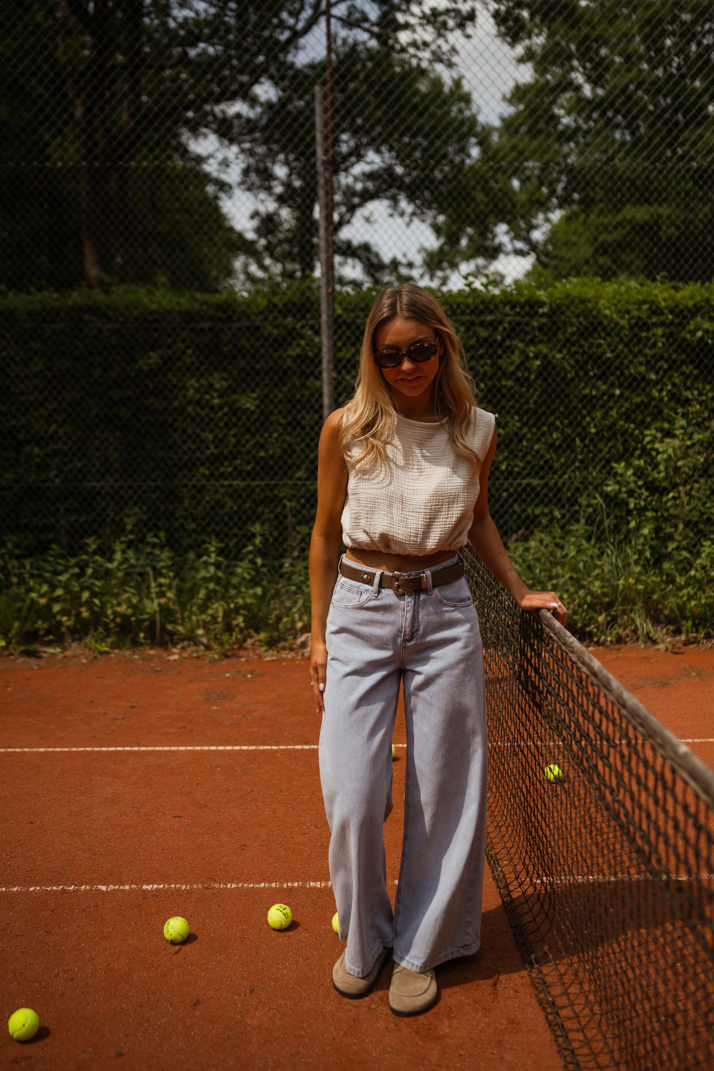 Salma top - beige cotton gaze